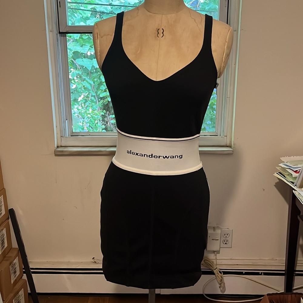 Alexander Wang Black Logo Bodycon Dress Sz S 🖤Same Day Ship 📦✈️